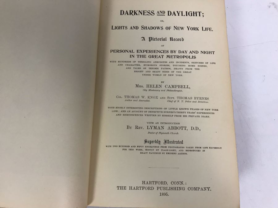 Antique 1895 Book Darkness And Daylight; Lights And Shadows Of New York Life A Pictorial Record Of Personal Experiences By Day And Night In The Great Metropolis Superbly Illustrated [Photo 7]