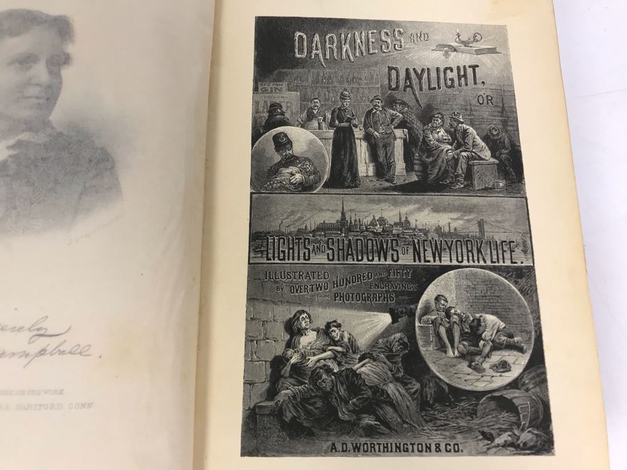 Antique 1895 Book Darkness And Daylight; Lights And Shadows Of New York Life A Pictorial Record Of Personal Experiences By Day And Night In The Great Metropolis Superbly Illustrated [Photo 1]