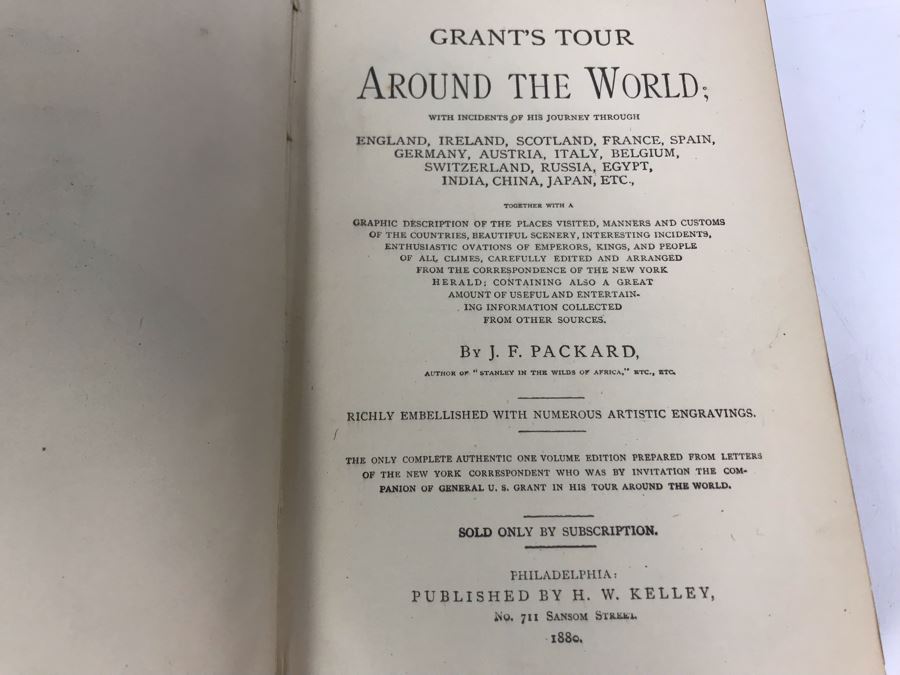 Antique 1880 Book Grant's Tour Around The World; With Incidents Of His Journey Through With Illustrations - Binding Needs Repair [Photo 4]