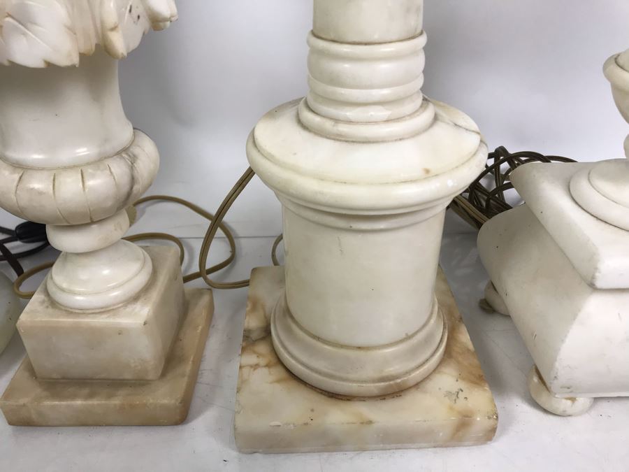 (4) Vintage Alabaster And Marble Table Lamps - Some May Need Rewiring [Photo 5]