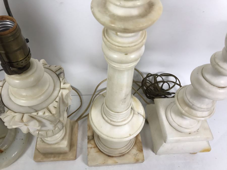 (4) Vintage Alabaster And Marble Table Lamps - Some May Need Rewiring [Photo 6]