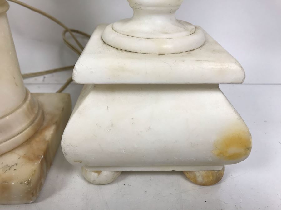 (4) Vintage Alabaster And Marble Table Lamps - Some May Need Rewiring [Photo 8]