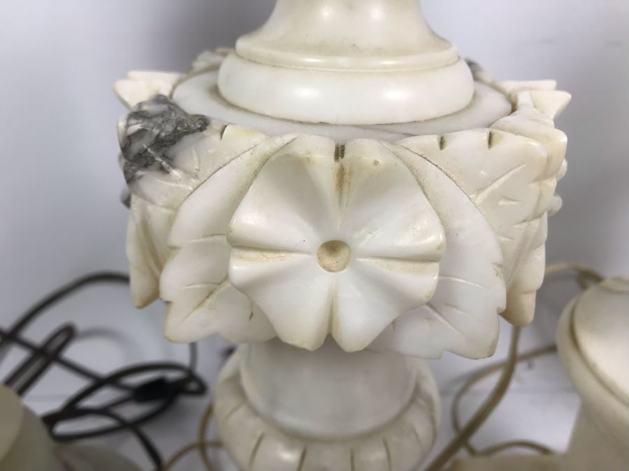 (4) Vintage Alabaster And Marble Table Lamps - Some May Need Rewiring [Photo 3]