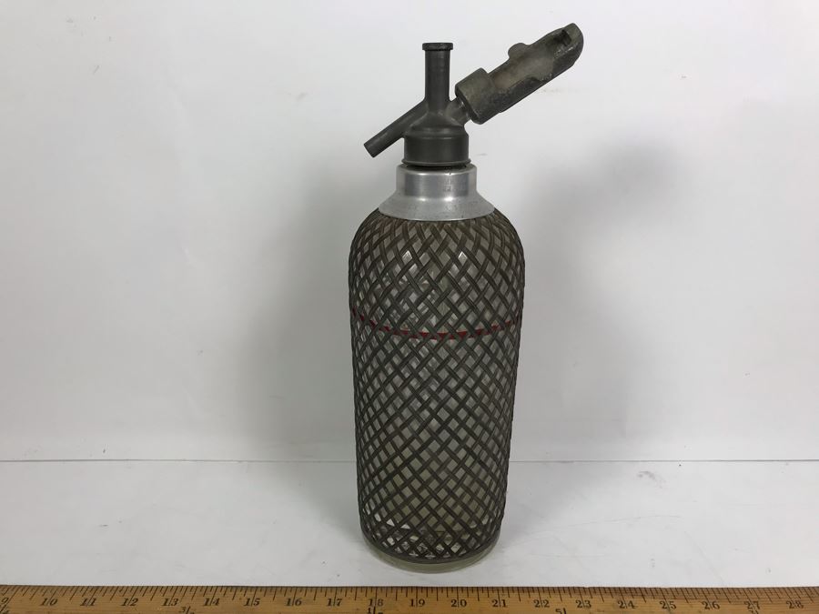Vintage Steel Wire Meshed Seltzer Bottle 13.5'H [Photo 2]