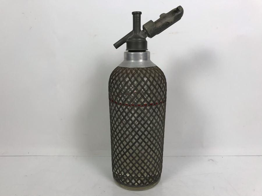 Vintage Steel Wire Meshed Seltzer Bottle 13.5'H [Photo 1]
