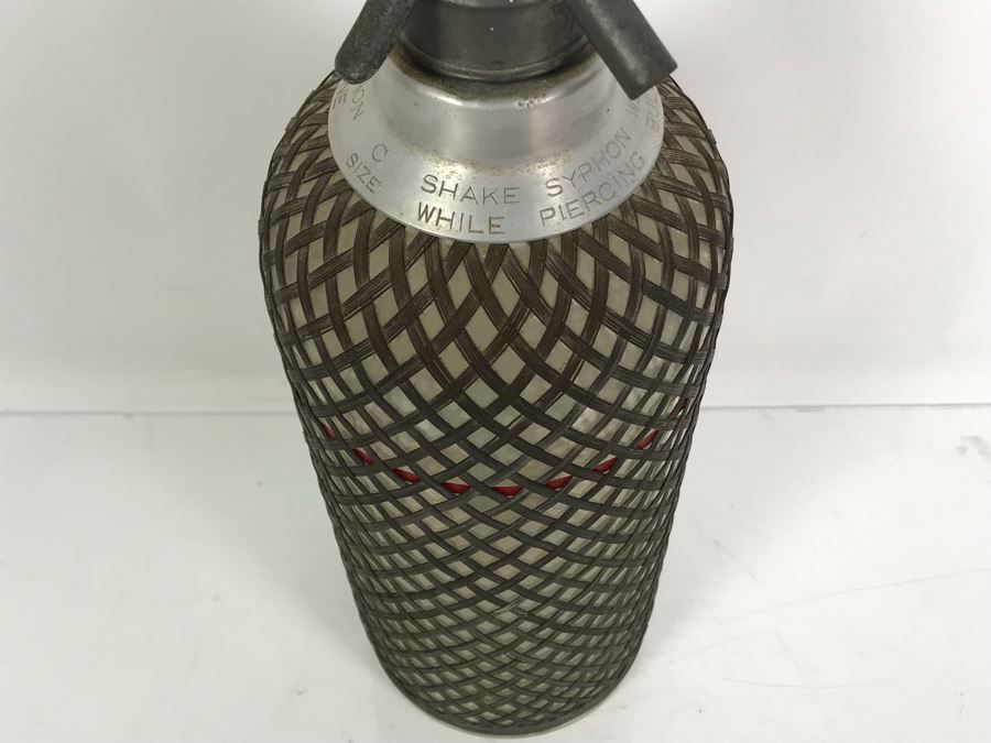 Vintage Steel Wire Meshed Seltzer Bottle 13.5'H [Photo 9]