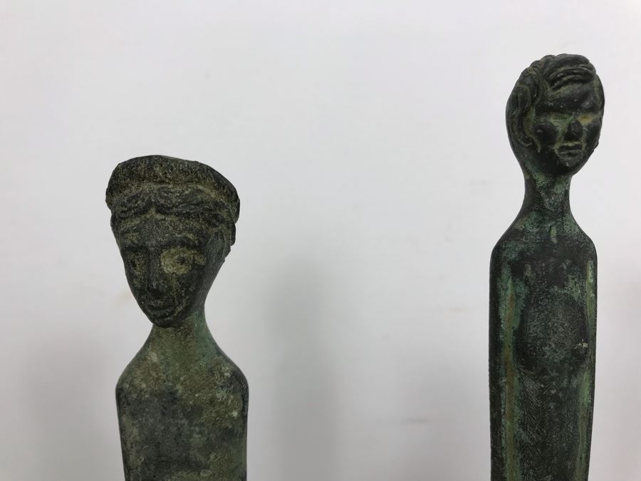 Pair Of Slender Male And Female Bronze Statues Made In Italy 14'H [Photo 5]