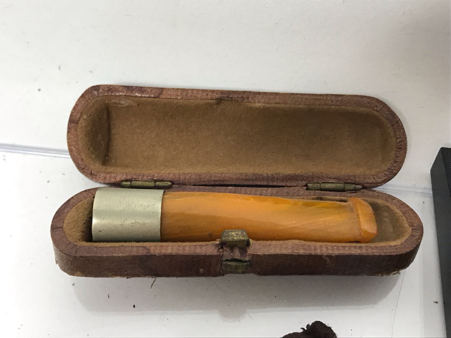 Vintage Zippo Lighter, Marlboro Brass No 6 Lighter, (3) Vintage Smoking Pipe Bits Mouthpieces With Cases And (2) Czechoslovakia Pipe Tools [Photo 9]