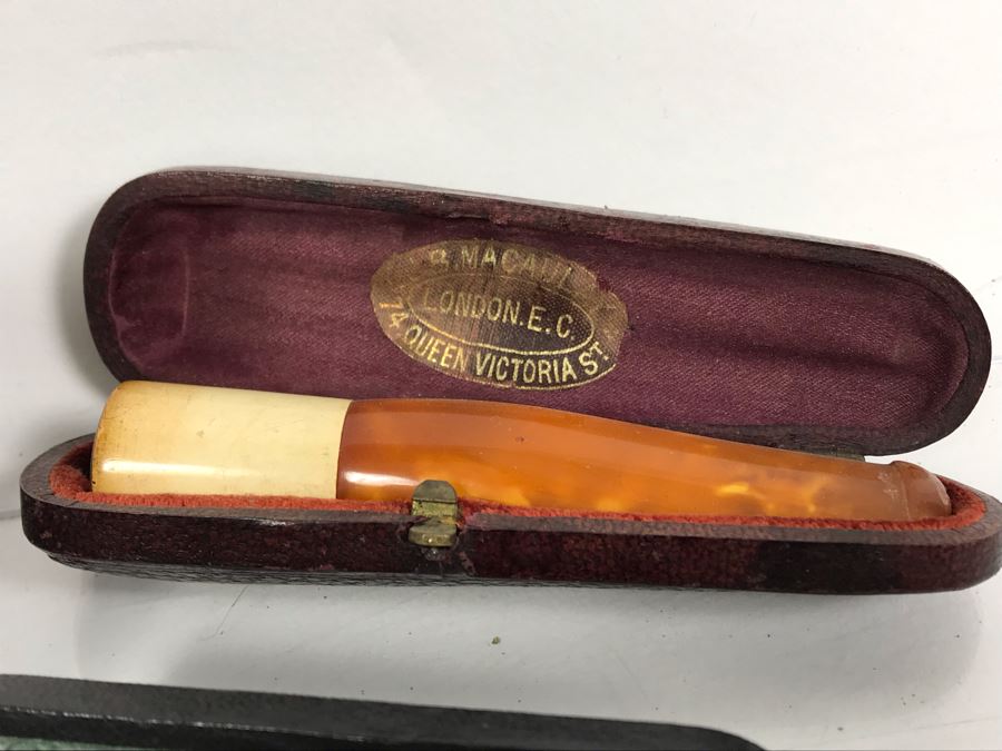 Vintage Zippo Lighter, Marlboro Brass No 6 Lighter, (3) Vintage Smoking Pipe Bits Mouthpieces With Cases And (2) Czechoslovakia Pipe Tools [Photo 7]