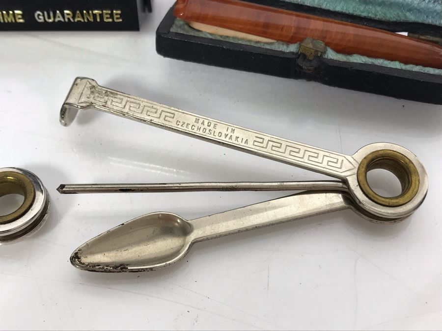 Vintage Zippo Lighter, Marlboro Brass No 6 Lighter, (3) Vintage Smoking Pipe Bits Mouthpieces With Cases And (2) Czechoslovakia Pipe Tools [Photo 11]