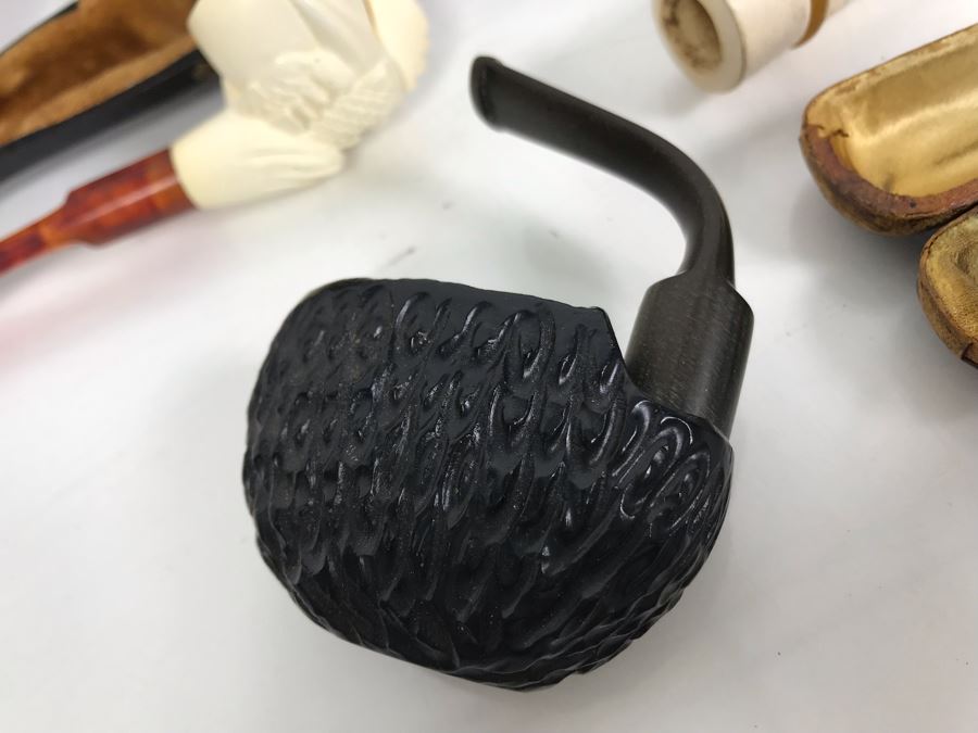 Pair Of Vintage Meerschaum Smoking Pipes With Cases, Black Italian Pipe And Vintage Smoking Bit Case [Photo 6]
