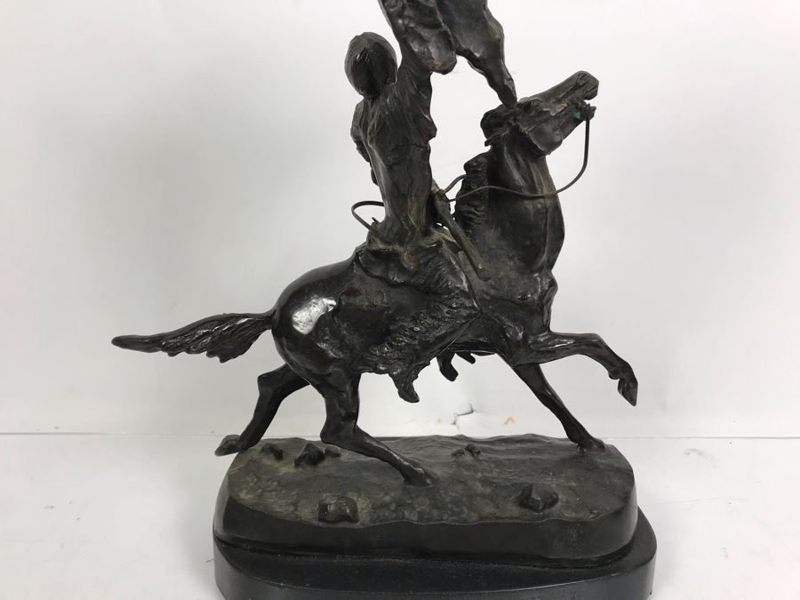 Vintage Frederic Remington Bronze Sculpture Titled 'Buffalo Signal ...