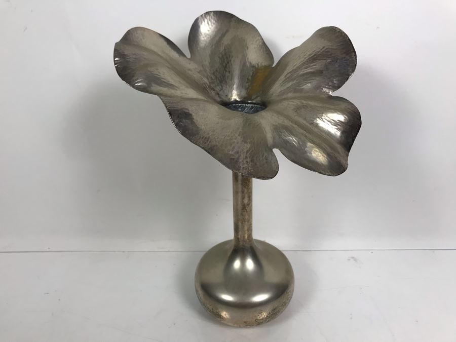 Silverplate Floral Motif Vase Made In Brazil For Baker Knapp & Tubbs 13'H [Photo 1]