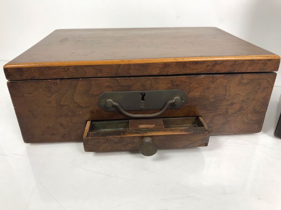 Antique Wooden Tea Box (Top), Antique Wooden Walnut Lock Box (Bottom ...