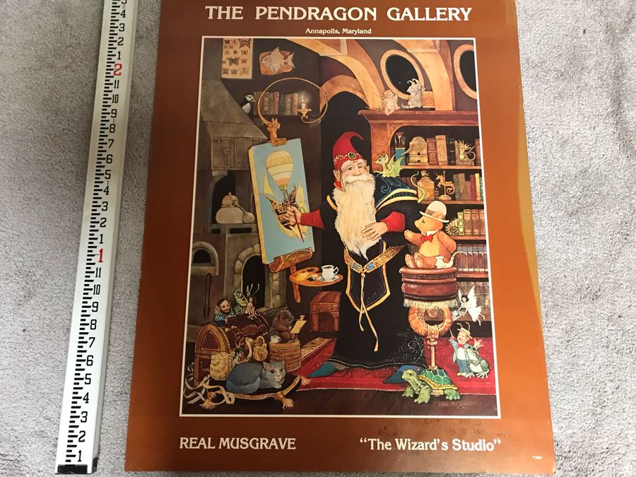 Hand Illustrated And Hand Signed By Real Musgrave The Pendragon Gallery Annapolis, Maryland Real Musgrave 'The Wizard's Studio' Posters [Photo 1]