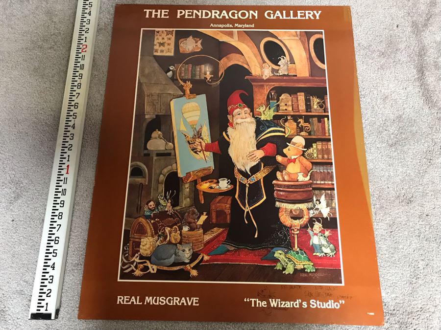Hand Illustrated And Hand Signed By Real Musgrave The Pendragon Gallery Annapolis, Maryland Real Musgrave 'The Wizard's Studio' Posters [Photo 2]