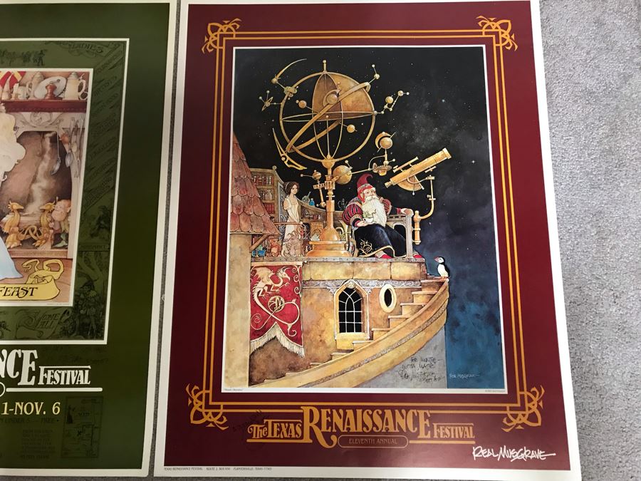 Pair Of Hand Illustrated And Hand Signed By Real Musgrave The Texas Renaissance Festival Ninth And Eleventh Annual Posters [Photo 6]