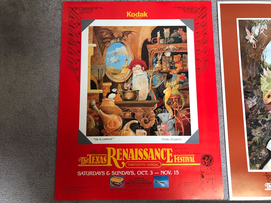 Pair Of Hand Illustrated And Hand Signed By Real Musgrave The Texas Renaissance Festival Thirteenth Annual Posters [Photo 2]