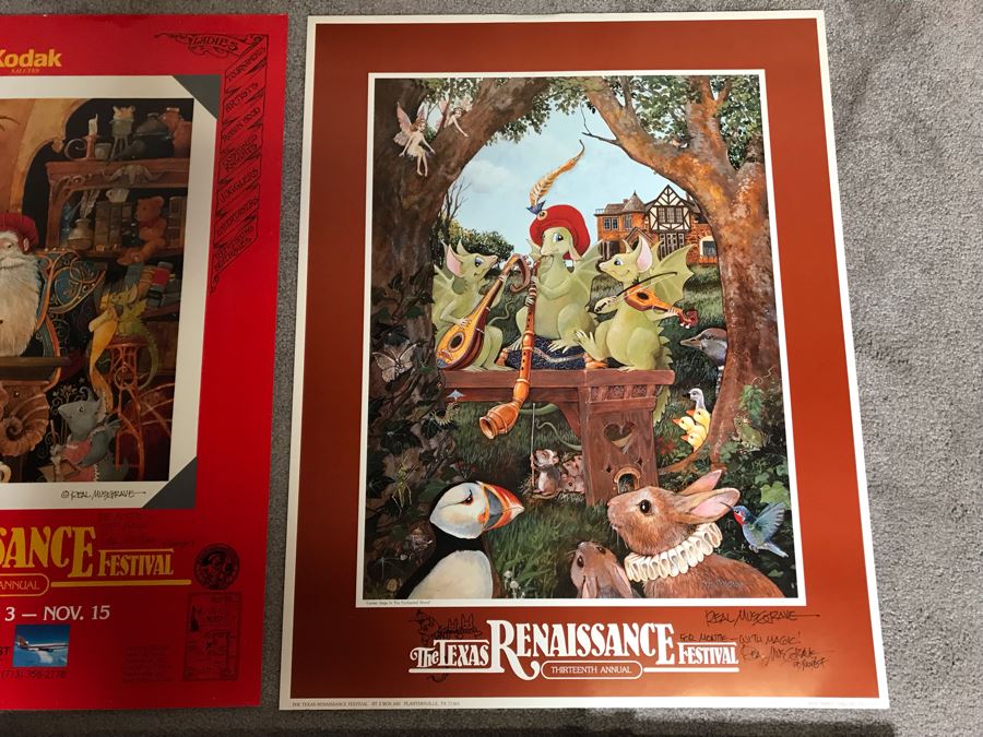 Pair Of Hand Illustrated And Hand Signed By Real Musgrave The Texas Renaissance Festival Thirteenth Annual Posters [Photo 3]