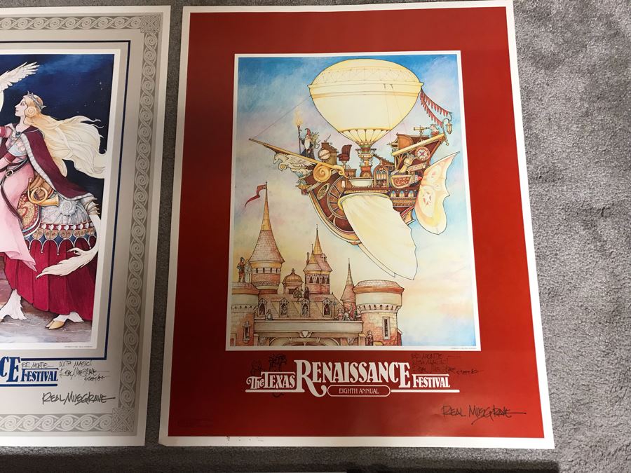 Pair Of Hand Illustrated And Hand Signed By Real Musgrave The Texas Renaissance Festival Eighth And Tenth Annual Posters [Photo 8]