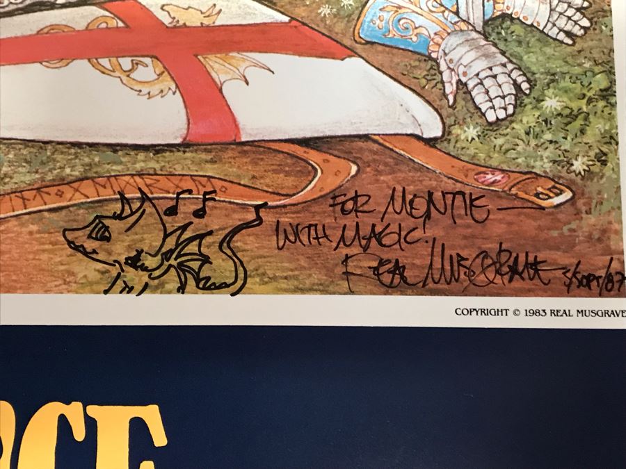 1983 Hand Illustrated And Hand Signed By Real Musgrave The Texas Renaissance Festival Ninth Annual Poster [Photo 2]