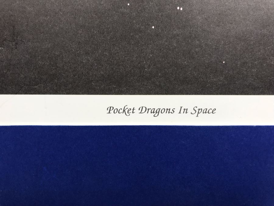 1994 Limited Edition Hand Signed By Real Musgrave Print Titled 'Pocket Dragons In Space' - Original Sketch Of Pocket Dragon On Picture Mat - See Photos [Photo 5]