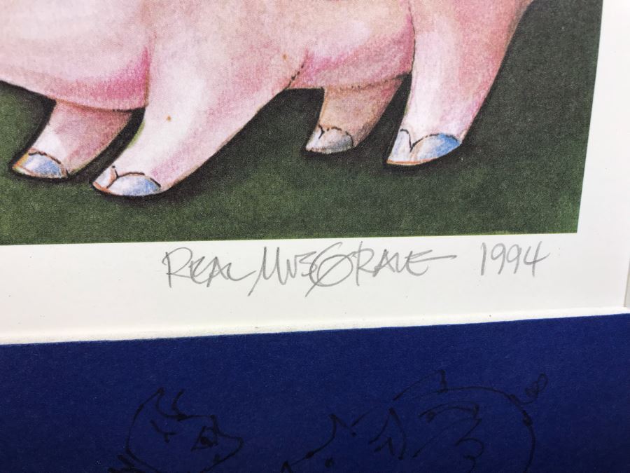 1994 Limited Edition Hand Signed By Real Musgrave Print Titled 'Financial Wizard' - Original Sketch Of Pocket Dragon On Picture Mat 20' X 24' - See Photos [Photo 8]