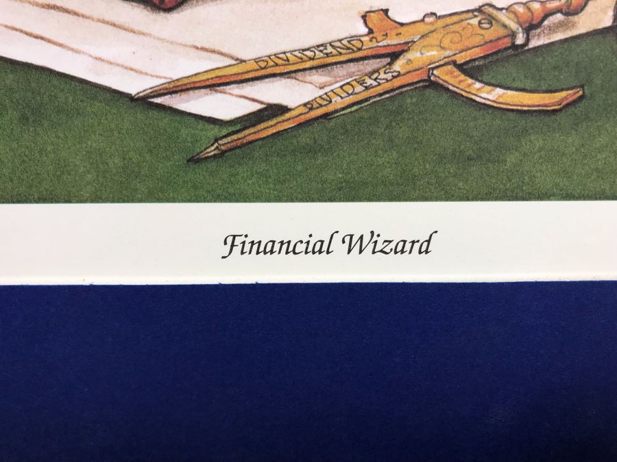 1994 Limited Edition Hand Signed By Real Musgrave Print Titled 'Financial Wizard' - Original Sketch Of Pocket Dragon On Picture Mat 20' X 24' - See Photos [Photo 7]