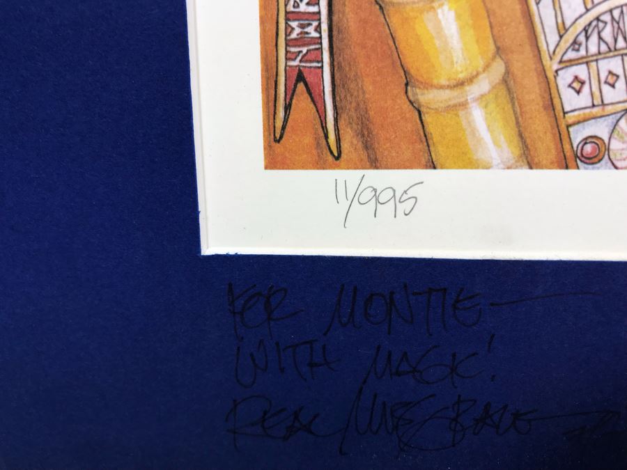 1994 Limited Edition Hand Signed By Real Musgrave Print Titled 'Financial Wizard' - Original Sketch Of Pocket Dragon On Picture Mat 20' X 24' - See Photos [Photo 9]