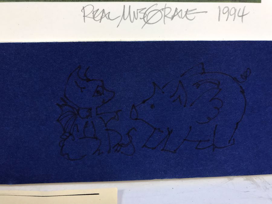 1994 Limited Edition Hand Signed By Real Musgrave Print Titled 'Financial Wizard' - Original Sketch Of Pocket Dragon On Picture Mat 20' X 24' - See Photos [Photo 11]