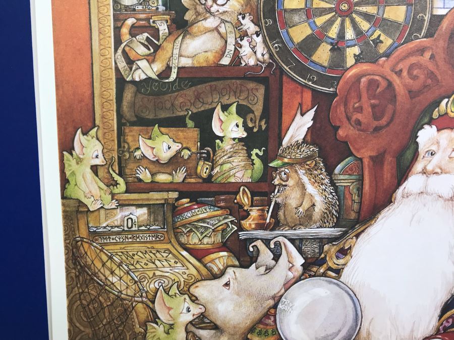 1994 Limited Edition Hand Signed By Real Musgrave Print Titled 'Financial Wizard' - Original Sketch Of Pocket Dragon On Picture Mat 20' X 24' - See Photos [Photo 6]