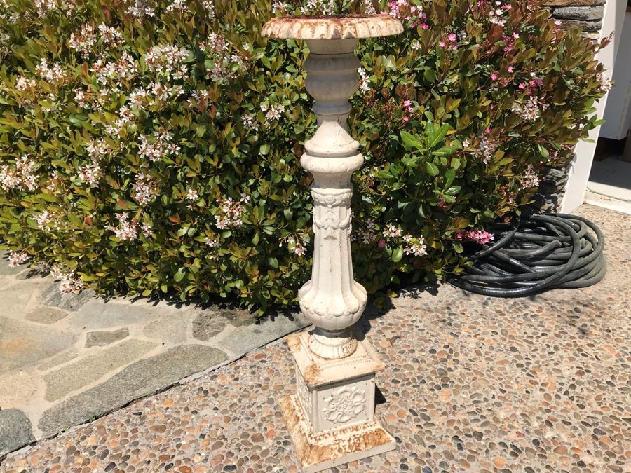 Antique Wrought Iron Plant Fern Stand Shabby Chic Antique White Very Heavy 41'H [Photo 7]