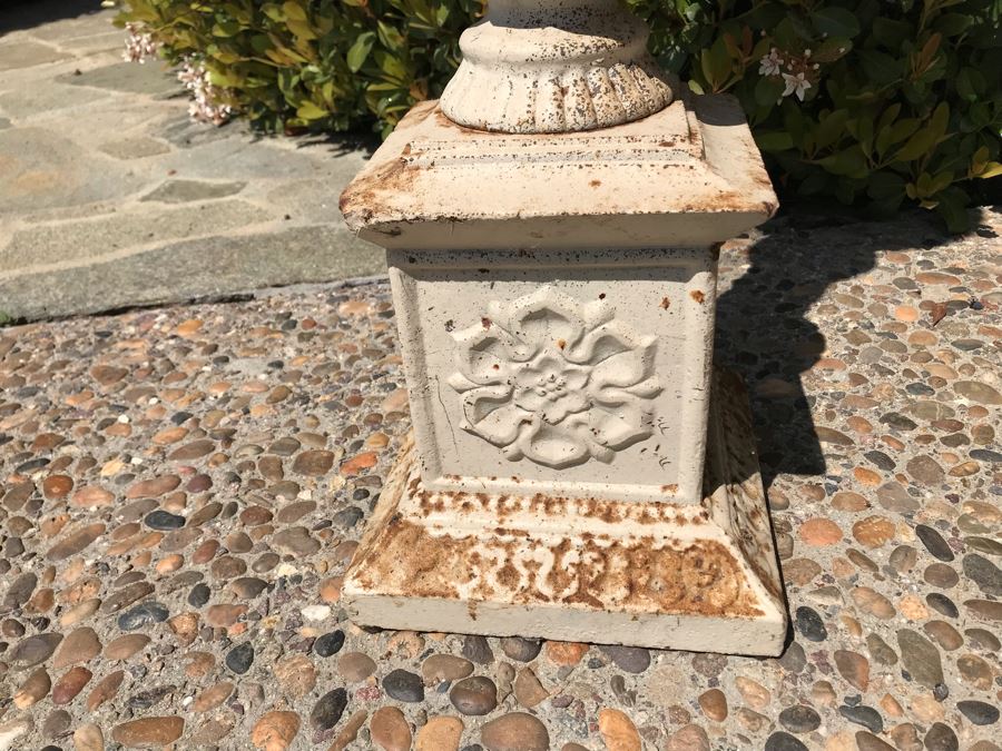 Antique Wrought Iron Plant Fern Stand Shabby Chic Antique White Very Heavy 41'H [Photo 3]