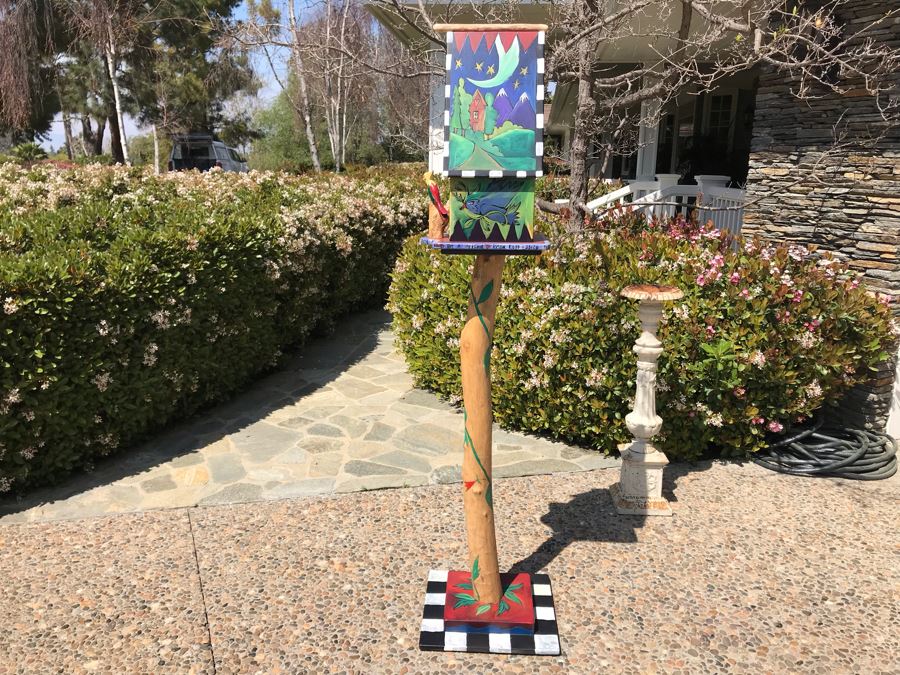 Sticks Iowa Handmade Hand Painted Floor Freestanding Birdhouse 78.5'H [Photo 13]