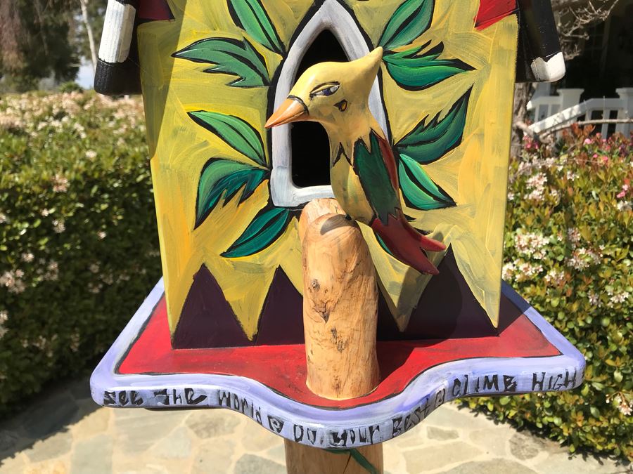 Sticks Iowa Handmade Hand Painted Floor Freestanding Birdhouse 78.5'H [Photo 4]