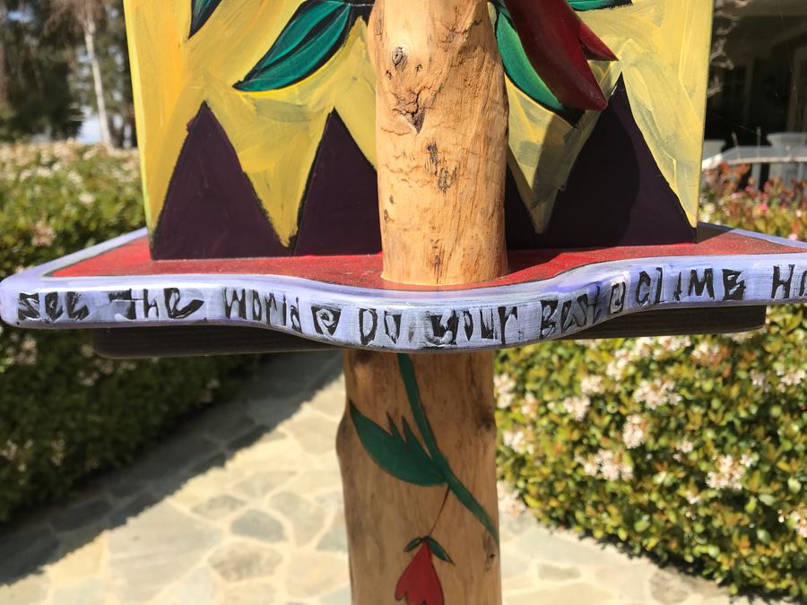 Sticks Iowa Handmade Hand Painted Floor Freestanding Birdhouse 78.5'H [Photo 5]