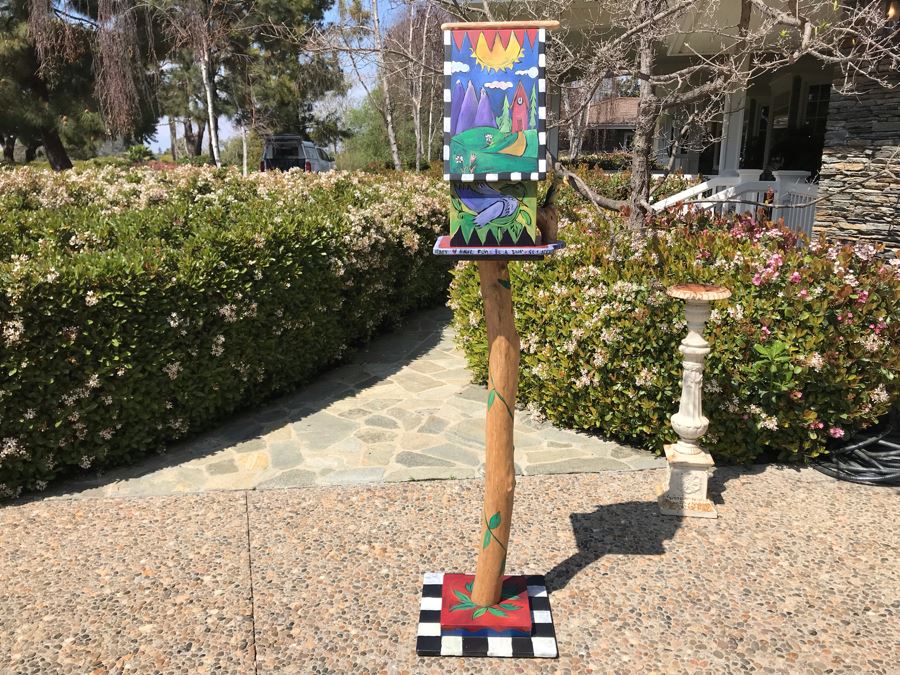 Sticks Iowa Handmade Hand Painted Floor Freestanding Birdhouse 78.5'H [Photo 8]