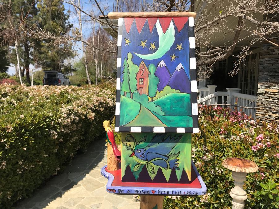 Sticks Iowa Handmade Hand Painted Floor Freestanding Birdhouse 78.5'H [Photo 12]