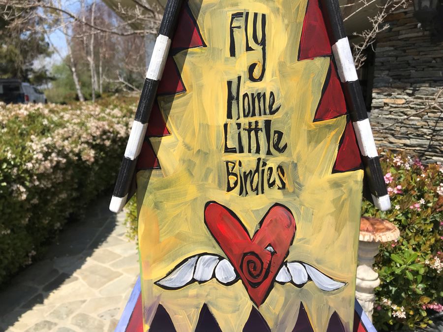 Sticks Iowa Handmade Hand Painted Floor Freestanding Birdhouse 78.5'H [Photo 11]