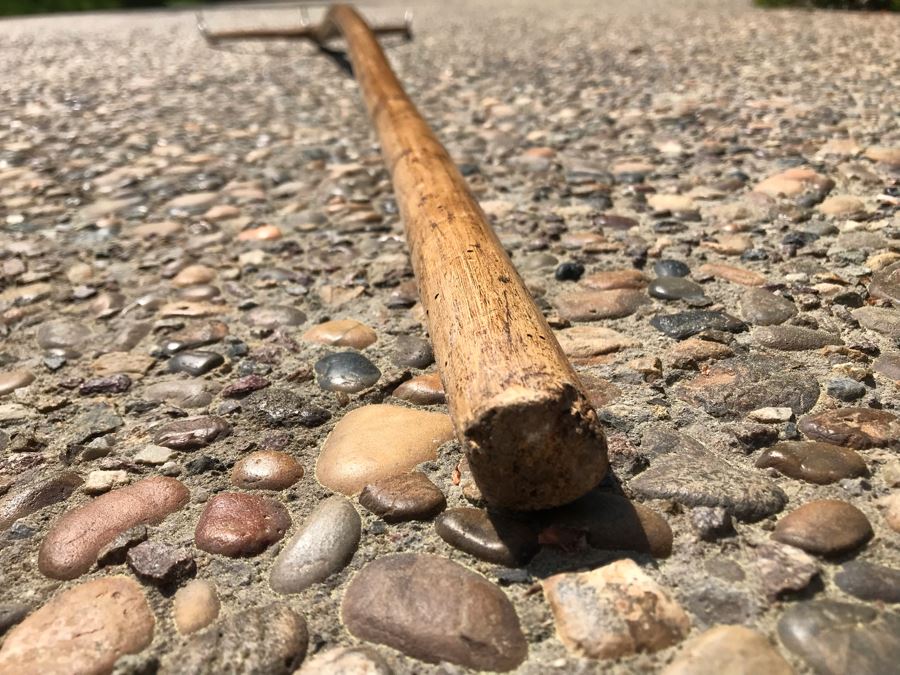 Antique Primitive Wooden Farm Tool Rake Tiller With Metal Claws 88'L [Photo 15]