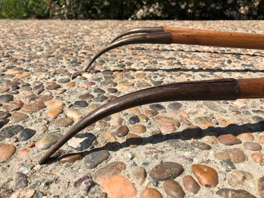 Antique Primitive Wooden Farm Tool Rake Tiller With Metal Claws 88'L [Photo 5]