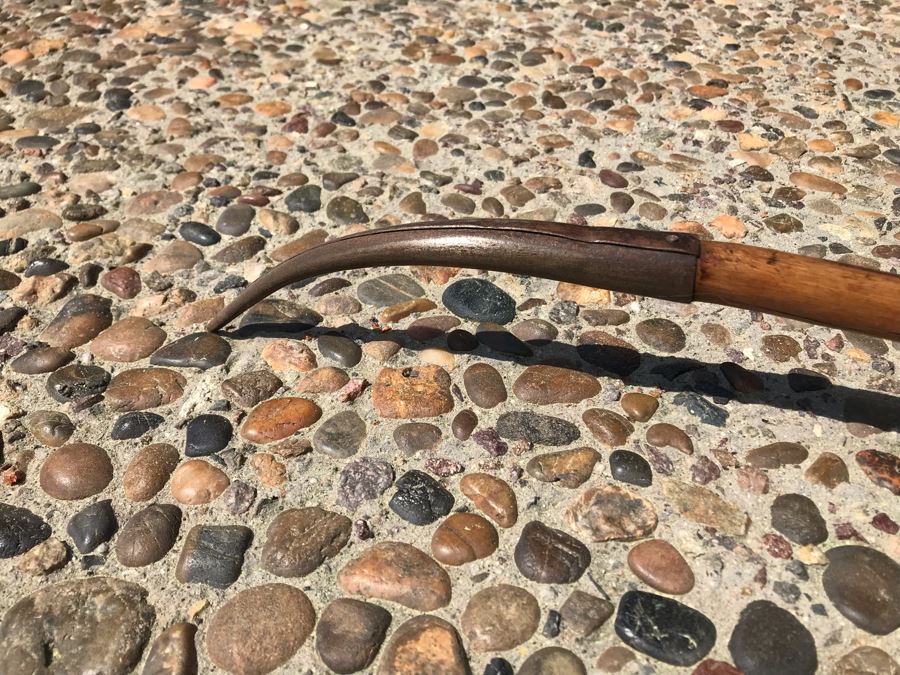 Antique Primitive Wooden Farm Tool Rake Tiller With Metal Claws 88'L [Photo 9]