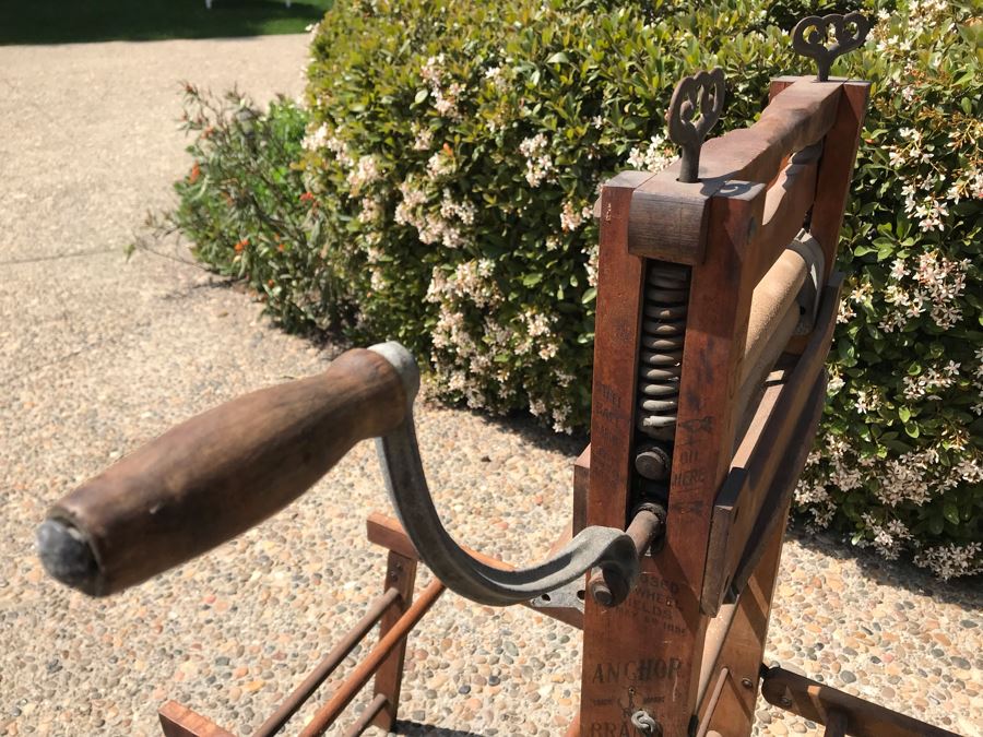 Antique Wooden Anchor Brand Folding Bench Wringer 4'H [Photo 20]