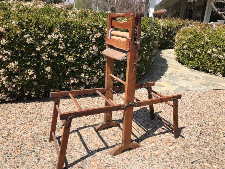 Antique Wooden Anchor Brand Folding Bench Wringer 4'H [Photo 9]