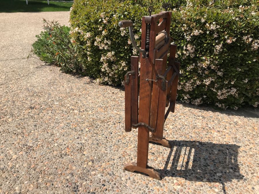 Antique Wooden Anchor Brand Folding Bench Wringer 4'H [Photo 5]