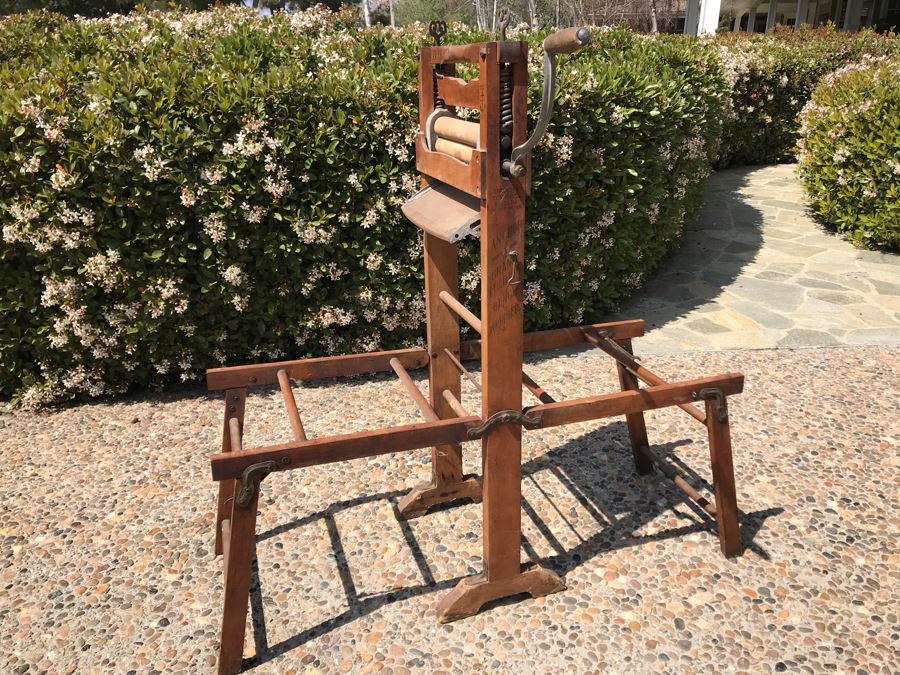 Antique Wooden Anchor Brand Folding Bench Wringer 4'H [Photo 8]
