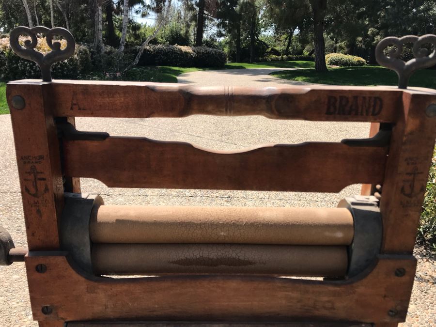 Antique Wooden Anchor Brand Folding Bench Wringer 4'H [Photo 18]