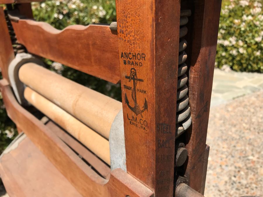 Antique Wooden Anchor Brand Folding Bench Wringer 4'H [Photo 11]