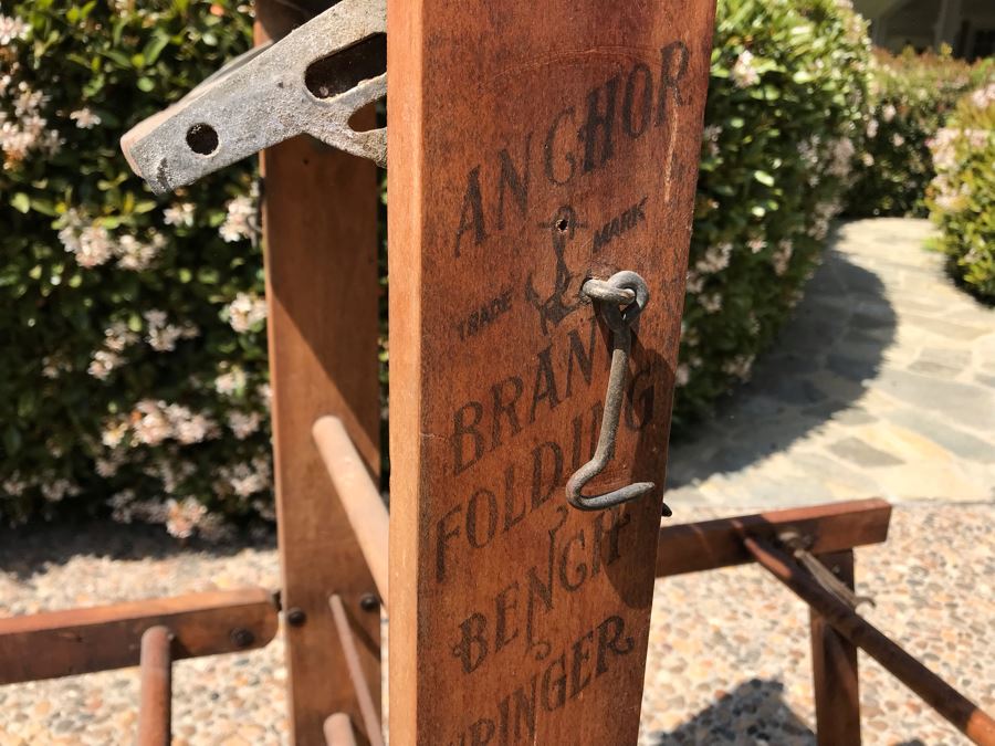 Antique Wooden Anchor Brand Folding Bench Wringer 4'H [Photo 15]