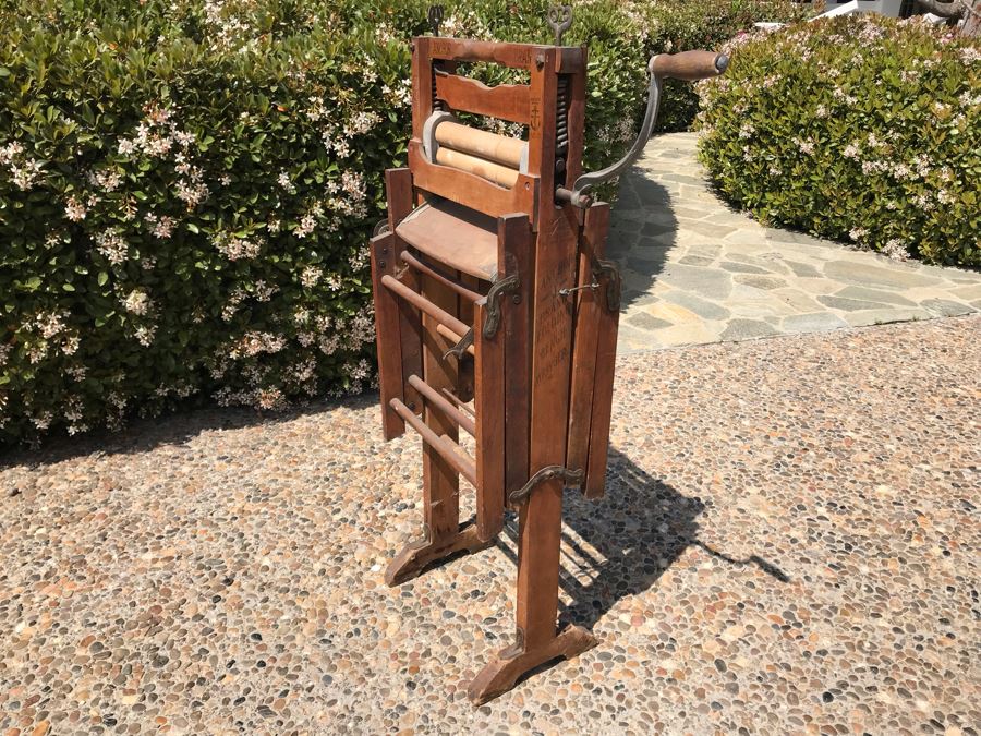 Antique Wooden Anchor Brand Folding Bench Wringer 4'H [Photo 2]